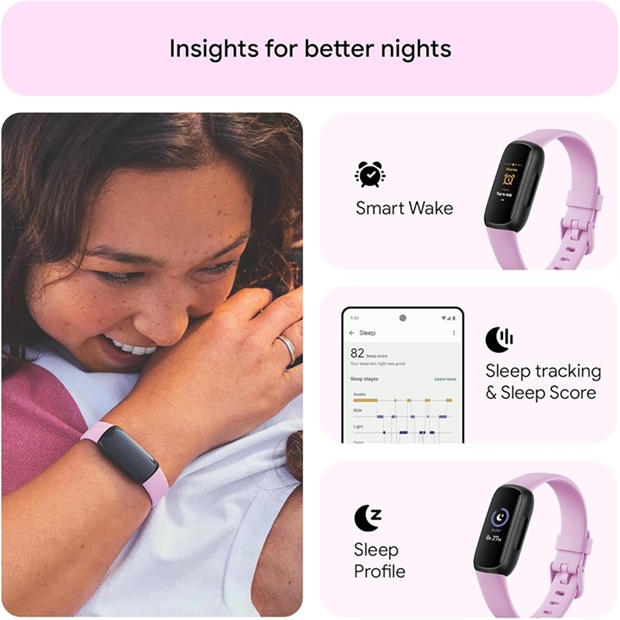 Black - Fitbit - Inspire 3 Black/ Lilac Bliss