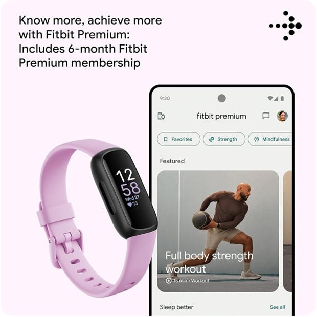 Black - Fitbit - Inspire 3 Black/ Lilac Bliss