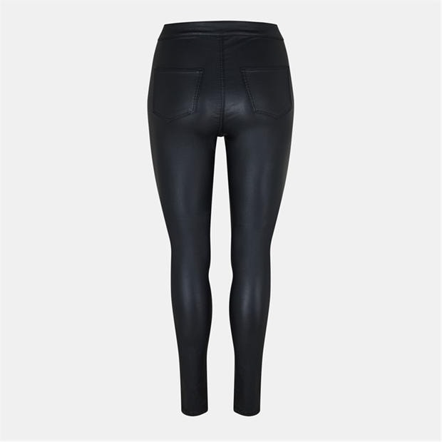 Black - Noisy May - Women's Heavyweight Coated Skinny Trousers