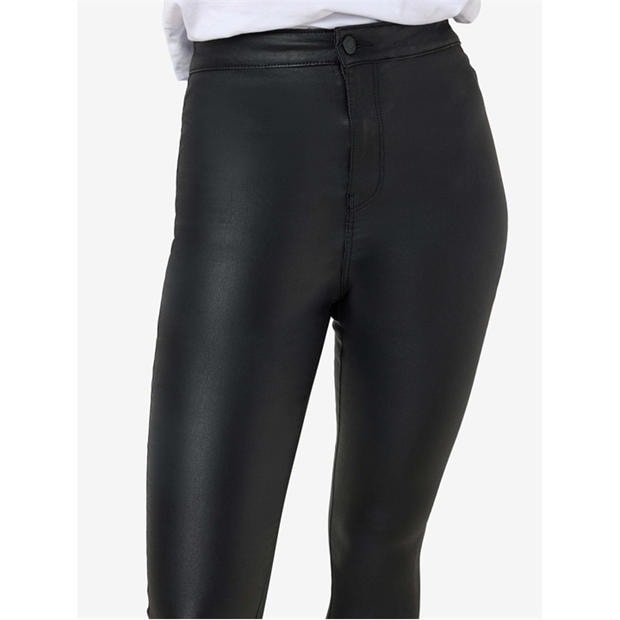 Black - Noisy May - Women's Heavyweight Coated Skinny Trousers
