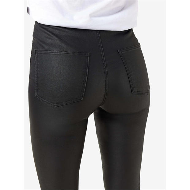 Black - Noisy May - Women's Heavyweight Coated Skinny Trousers