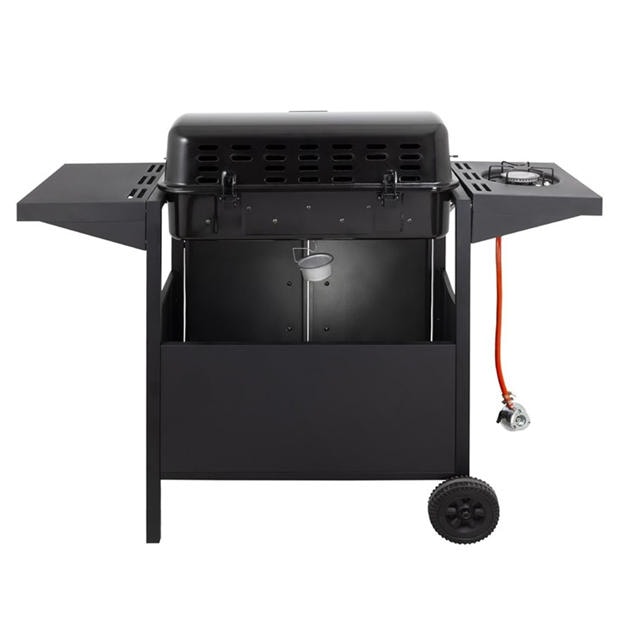 Black - George Foreman - George Foreman 4 Burner BBQ with sideplate