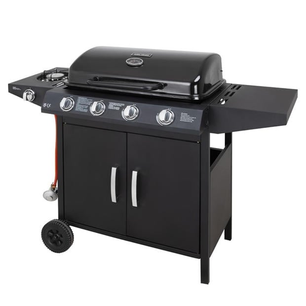 Black - George Foreman - George Foreman 4 Burner BBQ with sideplate