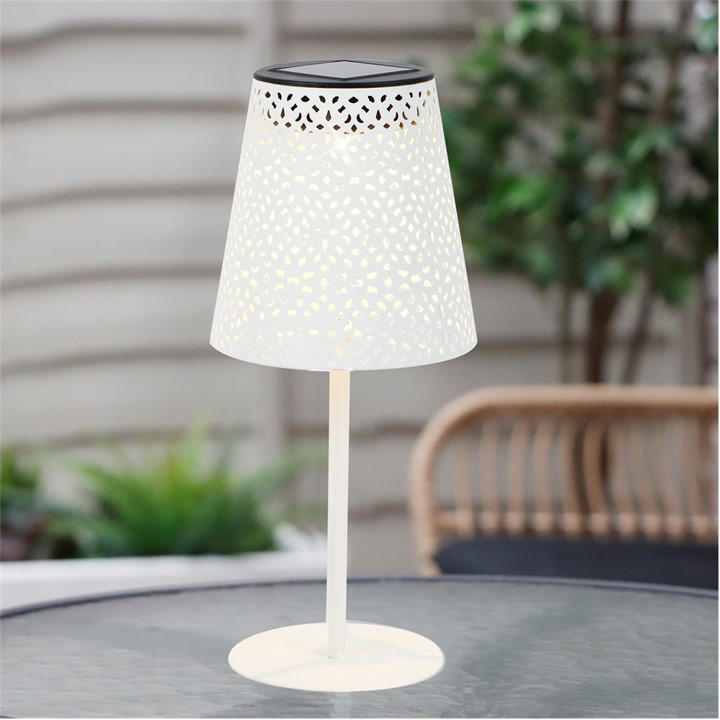 Streetwize   Solar Table Lamp - White Patterned Design, Sports Direct