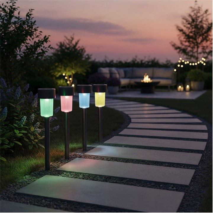 Streetwize   Solar Stake Lights - Colour Changing 4-Pack, Sports Direct