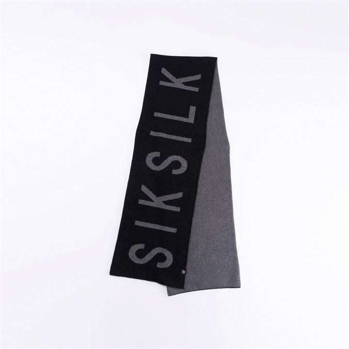 Siksilk Men's Black Knitted Midweight Scarf, Sports Direct