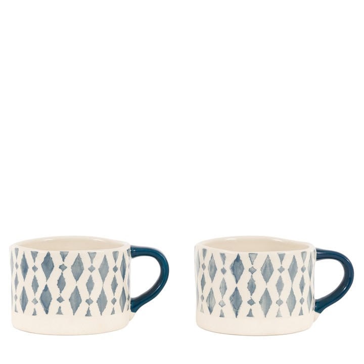Gallery  Blue Ikat Diamond Print Mugs (4Pk), Sports Direct