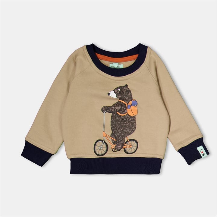 Lilly And Sid Boys Brown Kids' Bear Bike Crew Sweatshirt in Size 0 - 6 Months, Sports Direct
