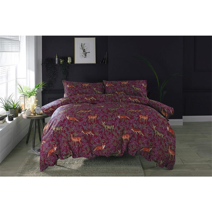 Deyongs Unisex Multi Fox And Deer Mulberry Duvet Set 99 Superking