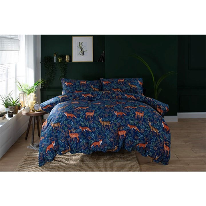 Deyongs Unisex Multi Fox And Deer Navy Duvet Set 99 Superking