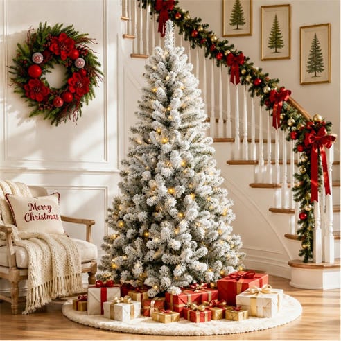 The Spirit Of Christmas - 6.5ft Pre Lit Flocked Christmas Tree