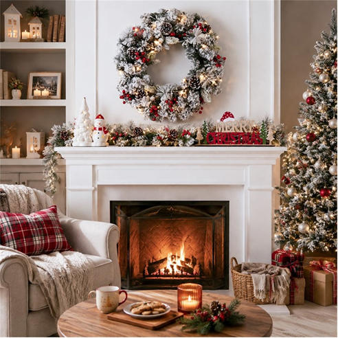 The Spirit Of Christmas - Light Up Snowy Wreath