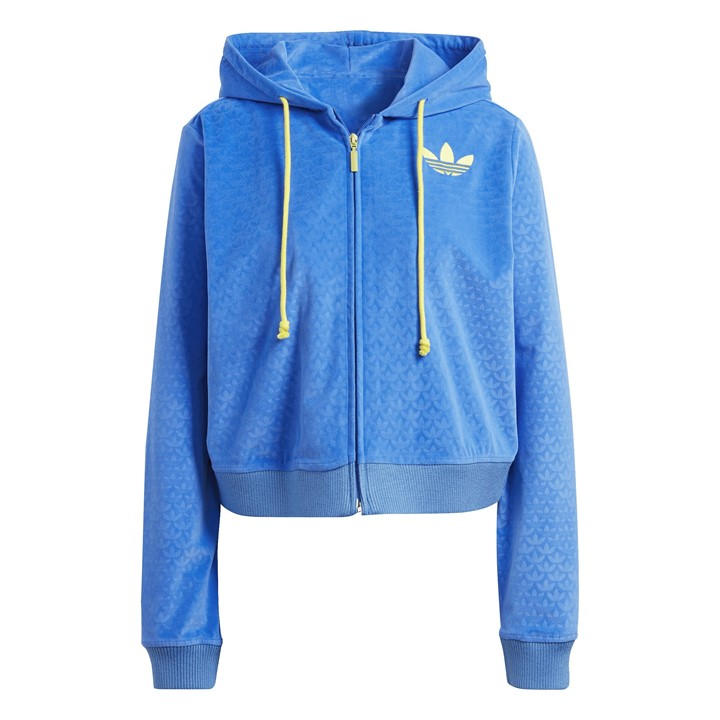 Adidas Originals Women's Blue Adidas Adicolour 70S Velour Zip Hoodie in Size 8, Sports Direct