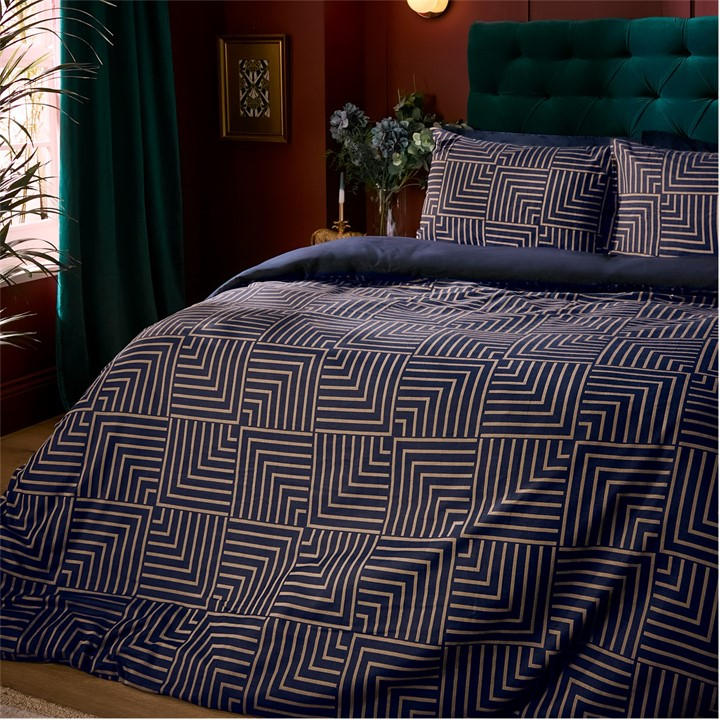 Biba  Blue Giselle Duvet And Pillowcase Set in Size King, Sports Direct