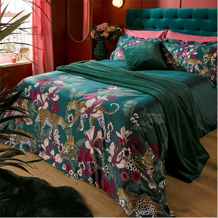 Biba   Jungle Leopard Reversible Duvet And Pillowcase Set in Size Superking, Sports Direct