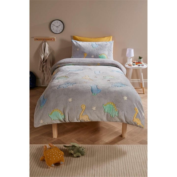 Homelife   Glow In The Dark Dino Teddy Fleece Duvet Cover Sets in Size Single, Sports Direct