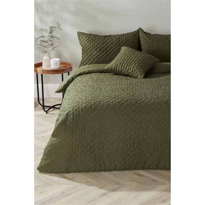 Homelife  Green Michigan Crinkle Duvet Set in Size Single, Sports Direct